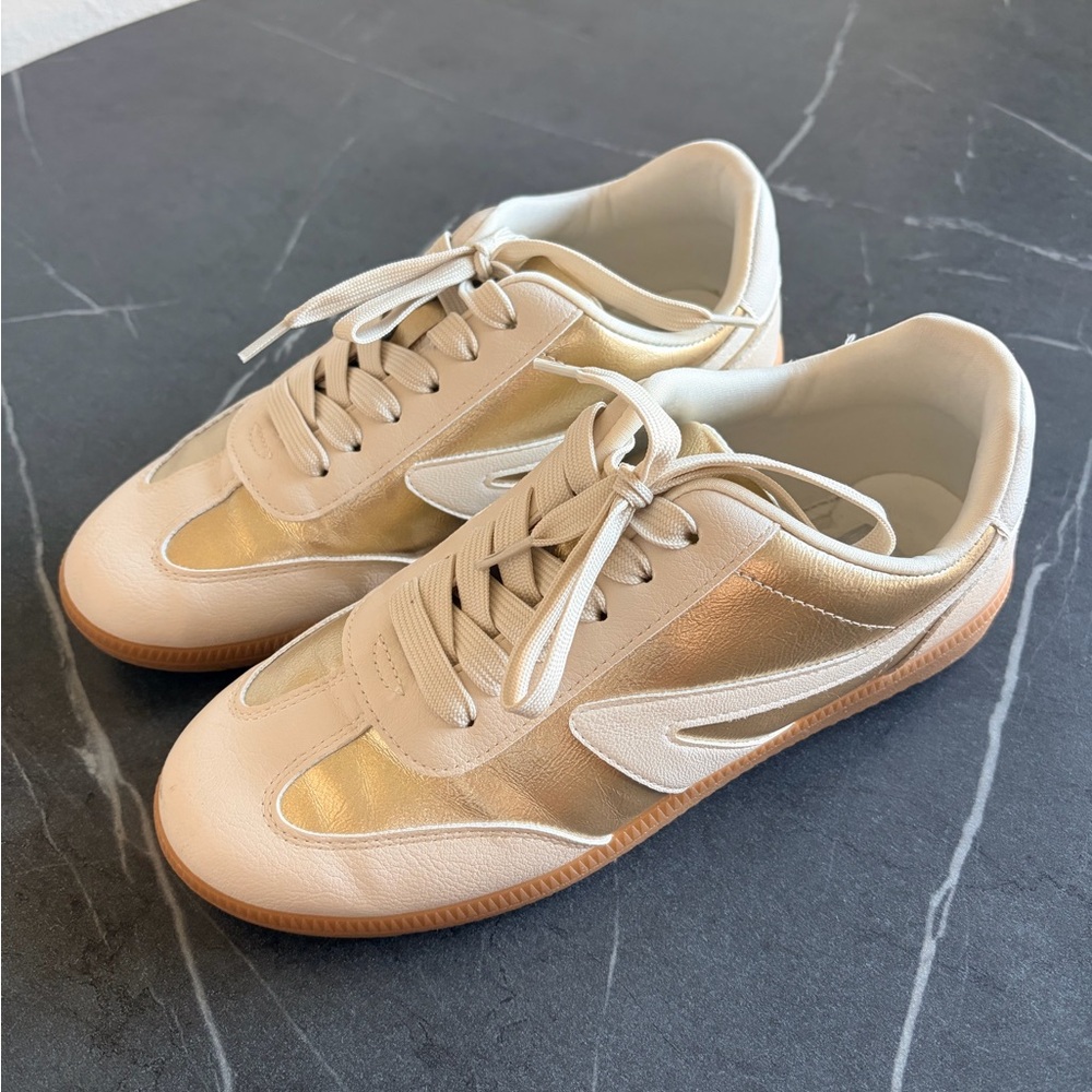 DV by Dolce Vita Cream and Gold Sneakers